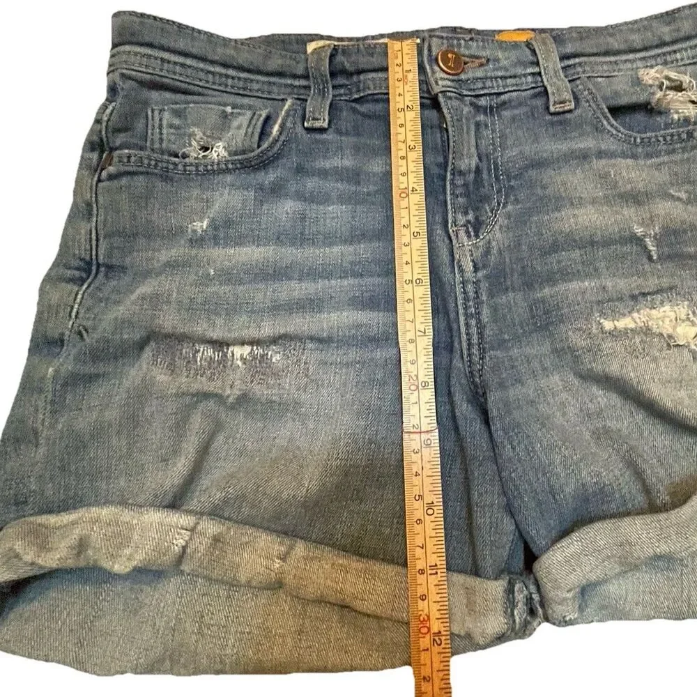 Pilcro Hyphen Anthropologie Distressed Denim Shorts Size 26 Cuffed Roll Up Jean - Picture 8 of 9